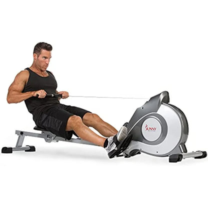 Sunny Health &amp; Fitness Magnetic Rowing Machine with Extended Slide Rail