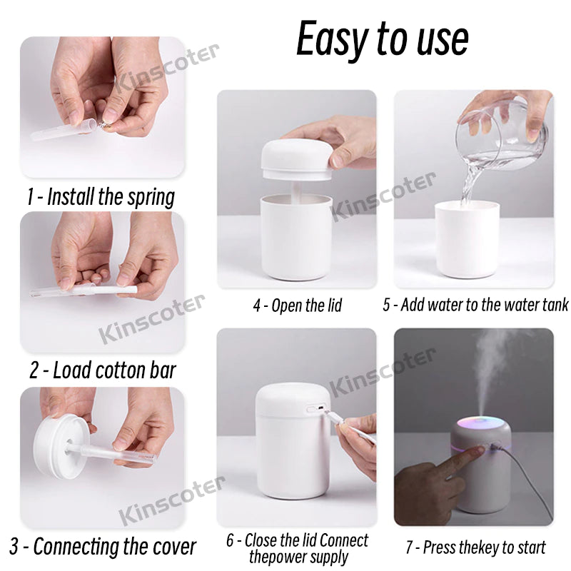 300Ml H2O Air Humidifier Portable Mini USB Aroma Diffuser