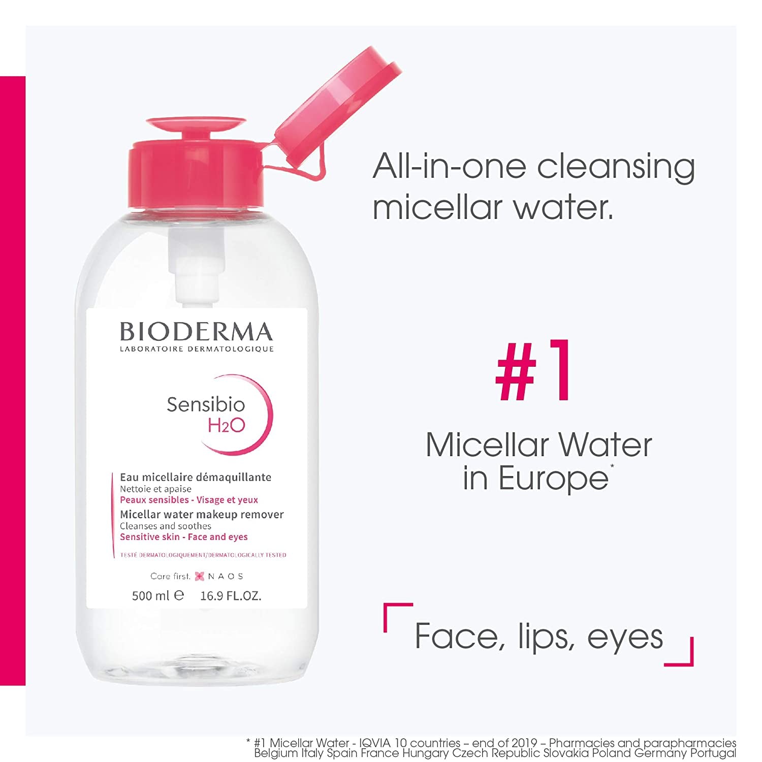 - Sensibio - H2O Micellar Water - Makeup Remover Cleanser - Face Cleanser for Sensitive Skin