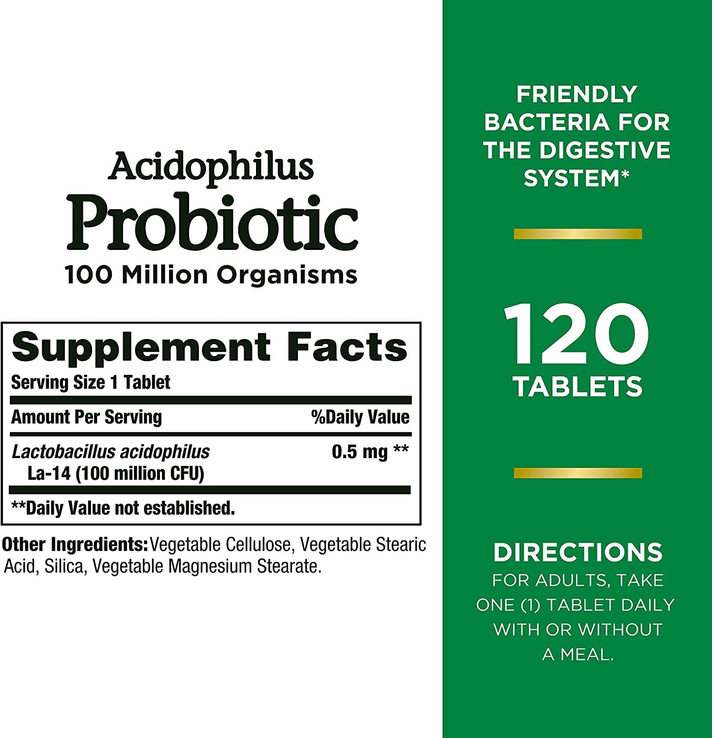 Acidophilus Probiotic, Daily Probiotic Supplement, Supports Digestive Health, 1 Pack, 120 Tablets