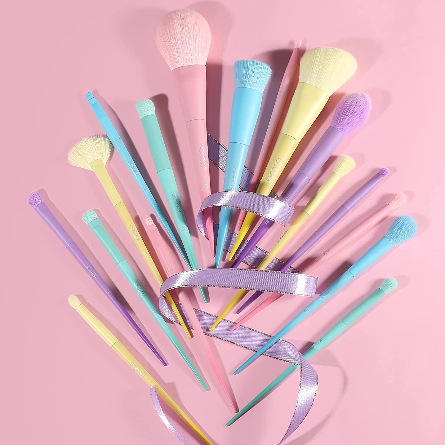 Makeup Brushes 17 Pcs Colourful Makeup Brush Set Premium Gift Synthetic Kabuki Foundation Blending Face Powder Blush Concealers Eyeshadow Rainbow Make up Brush Set - Dream of Color